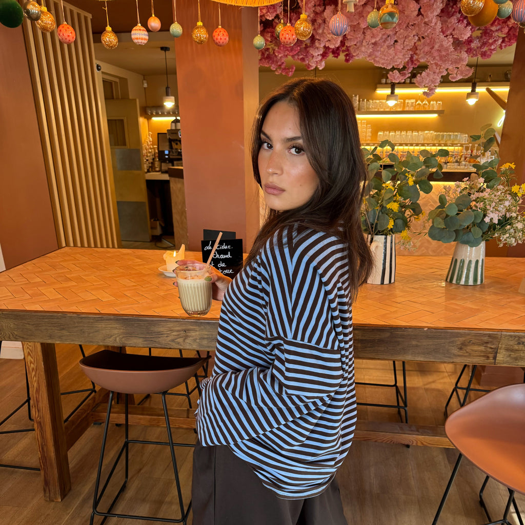 Marinière IZZY Choco et bleu