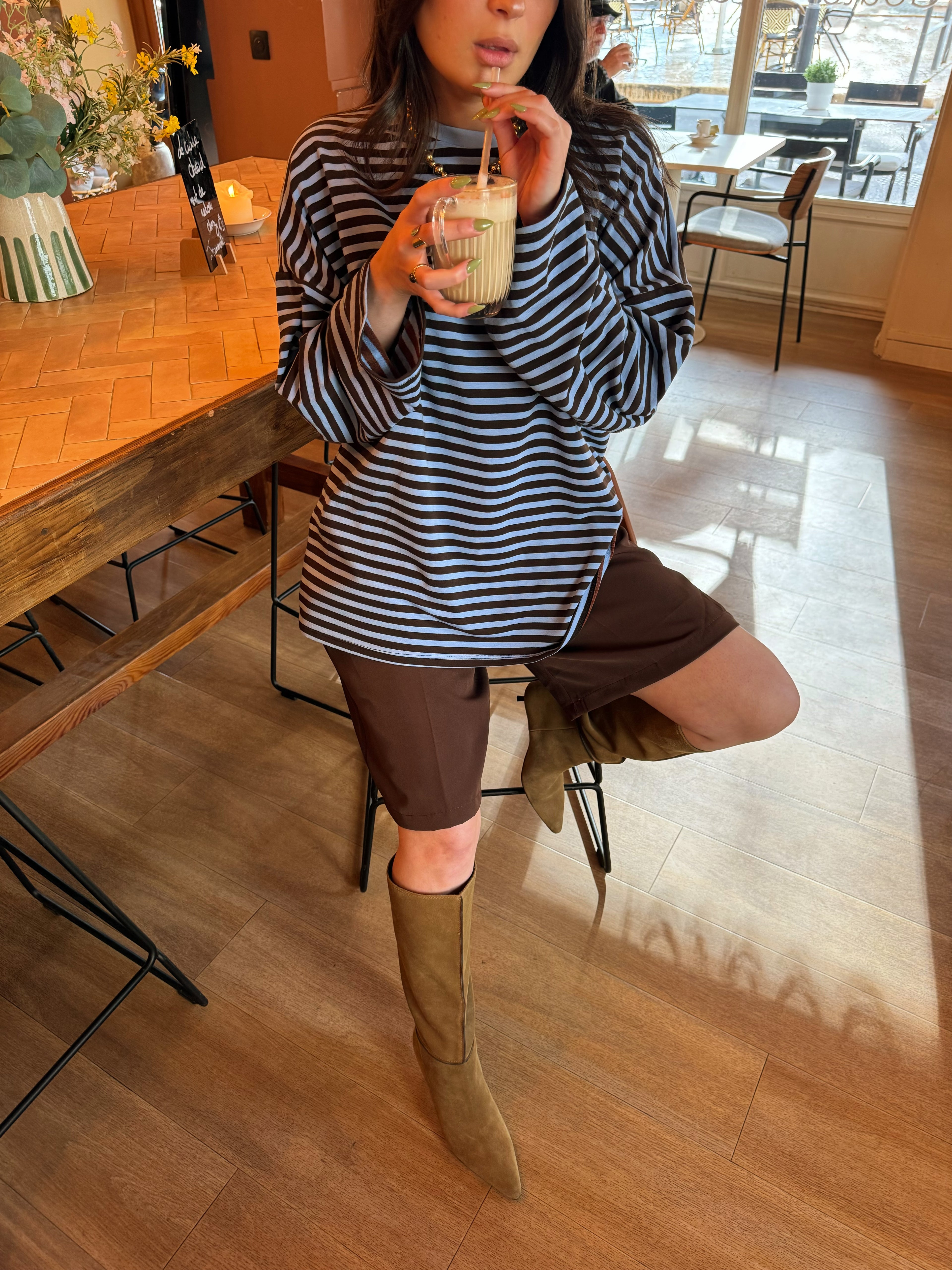 Marinière IZZY Choco et bleu