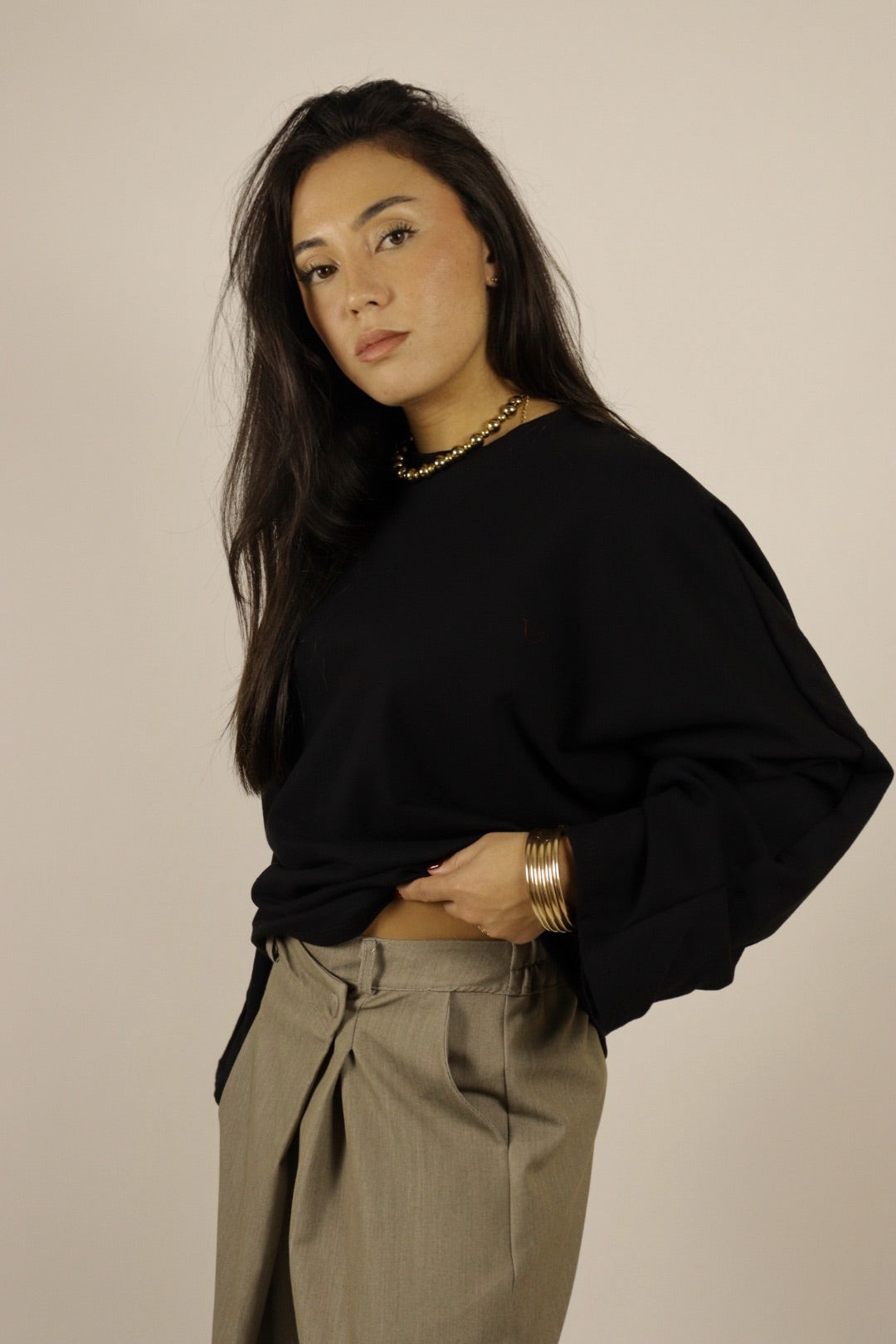 Top EMY à épaulettes Noir